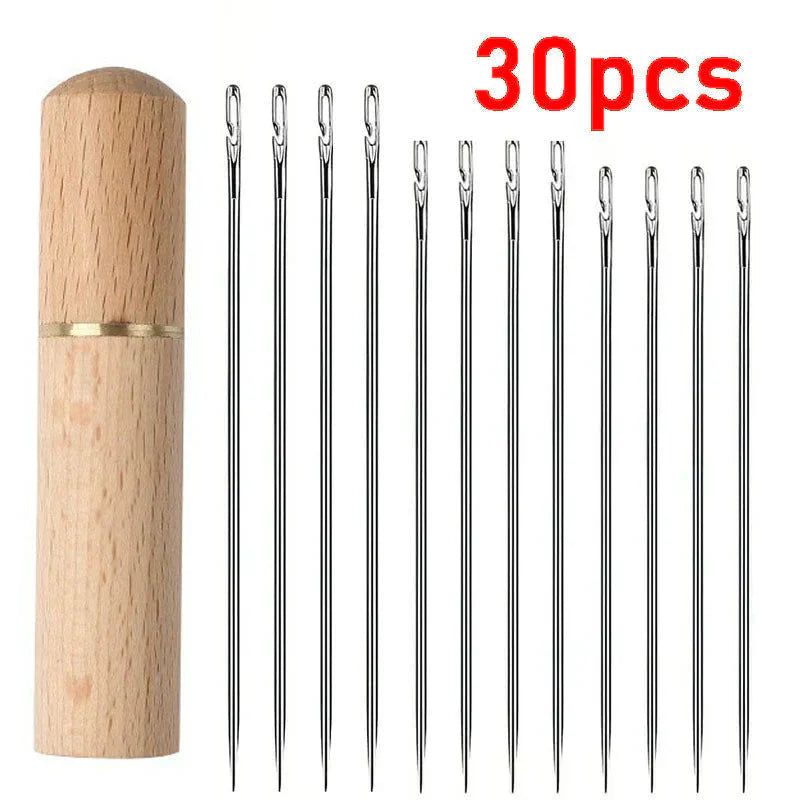 30 Stainless Steel Side-Threading Sewing Needles