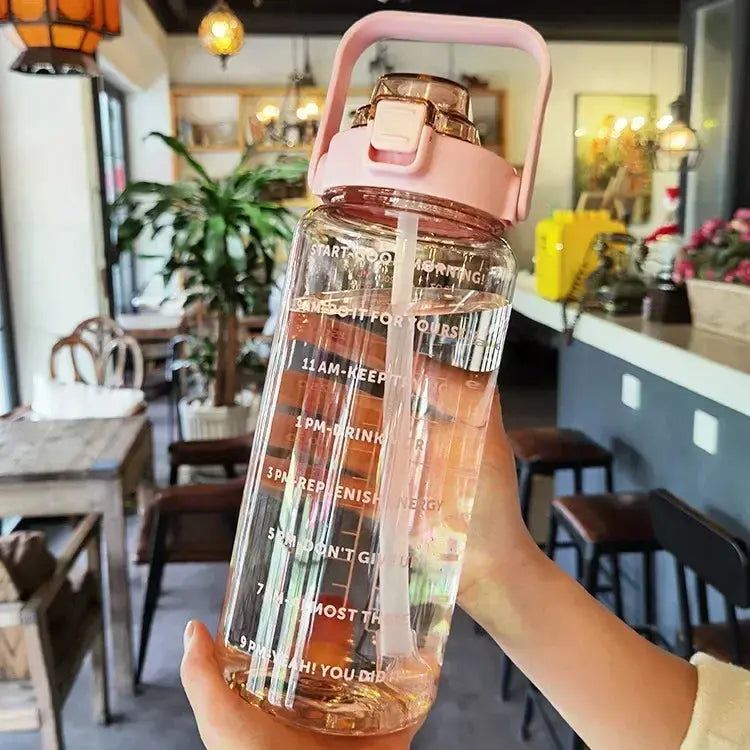 2L Water Bottle with Straw and Time Markers