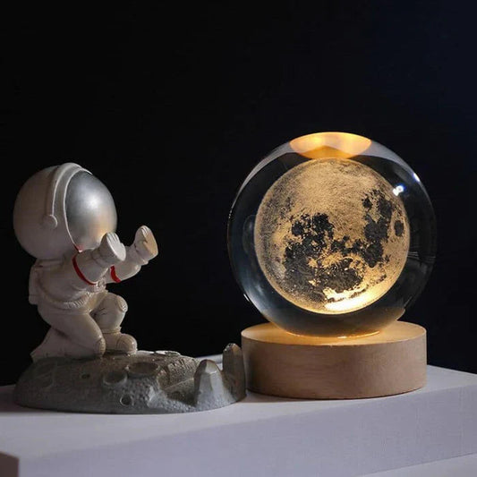 3D Crystal Globe Lamp with Warm LED Night Glow