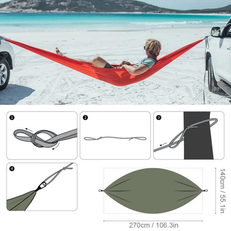 2-Person Nylon Camping Hammock with Carry Bag