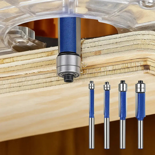 4-Piece Flush Trim Router Bit Set for Clean Edges