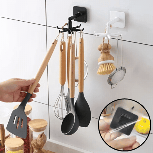 360 Rotating Hook Rack - Drill-Free Twist Organizer