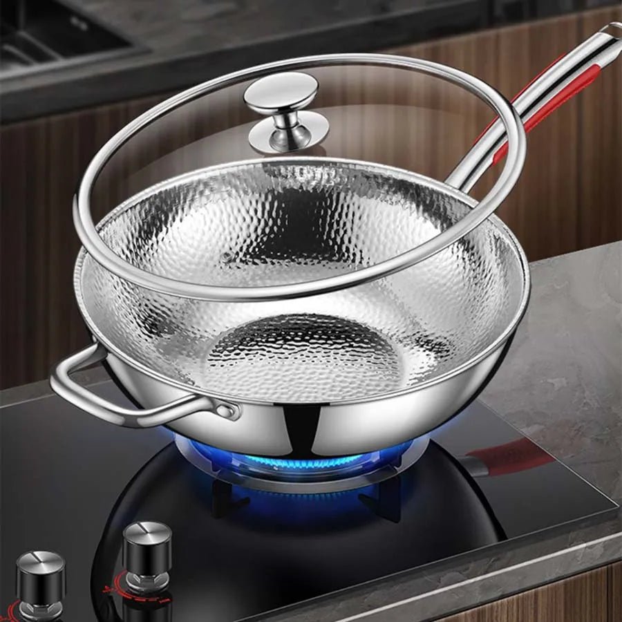 30cm Titanium Round-Bottom Wok, Induction Ready