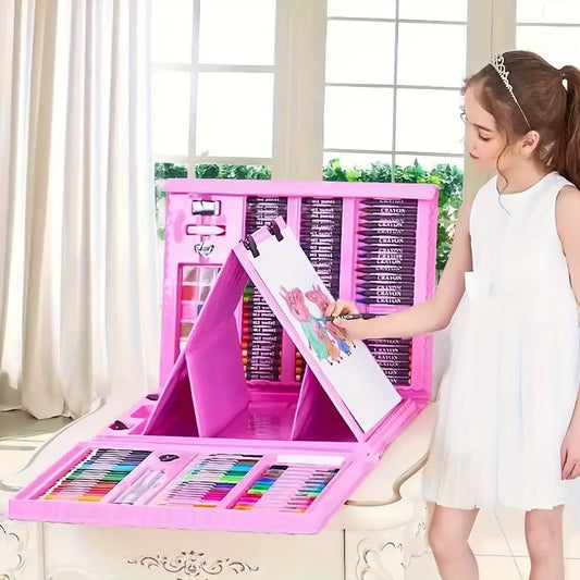 208-Piece Art Set with Paint Box & Easel Case