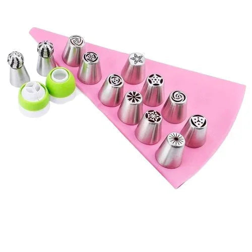 12-Piece Tulip Piping Tip Set with Silicone Bag