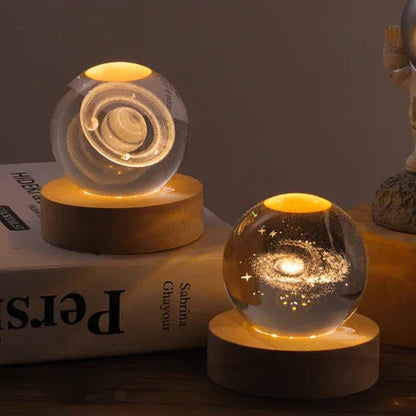 3D Crystal Globe Lamp with Warm LED Night Glow