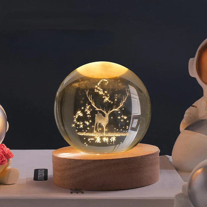 3D Crystal Globe Lamp with Warm LED Night Glow