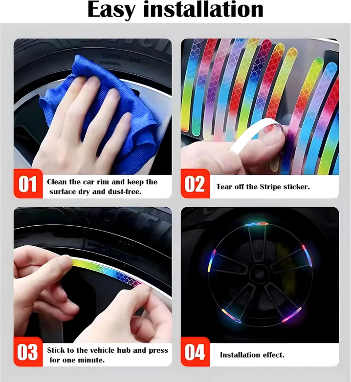 RimGlow Reflective Car Stickers for Night Visibility
