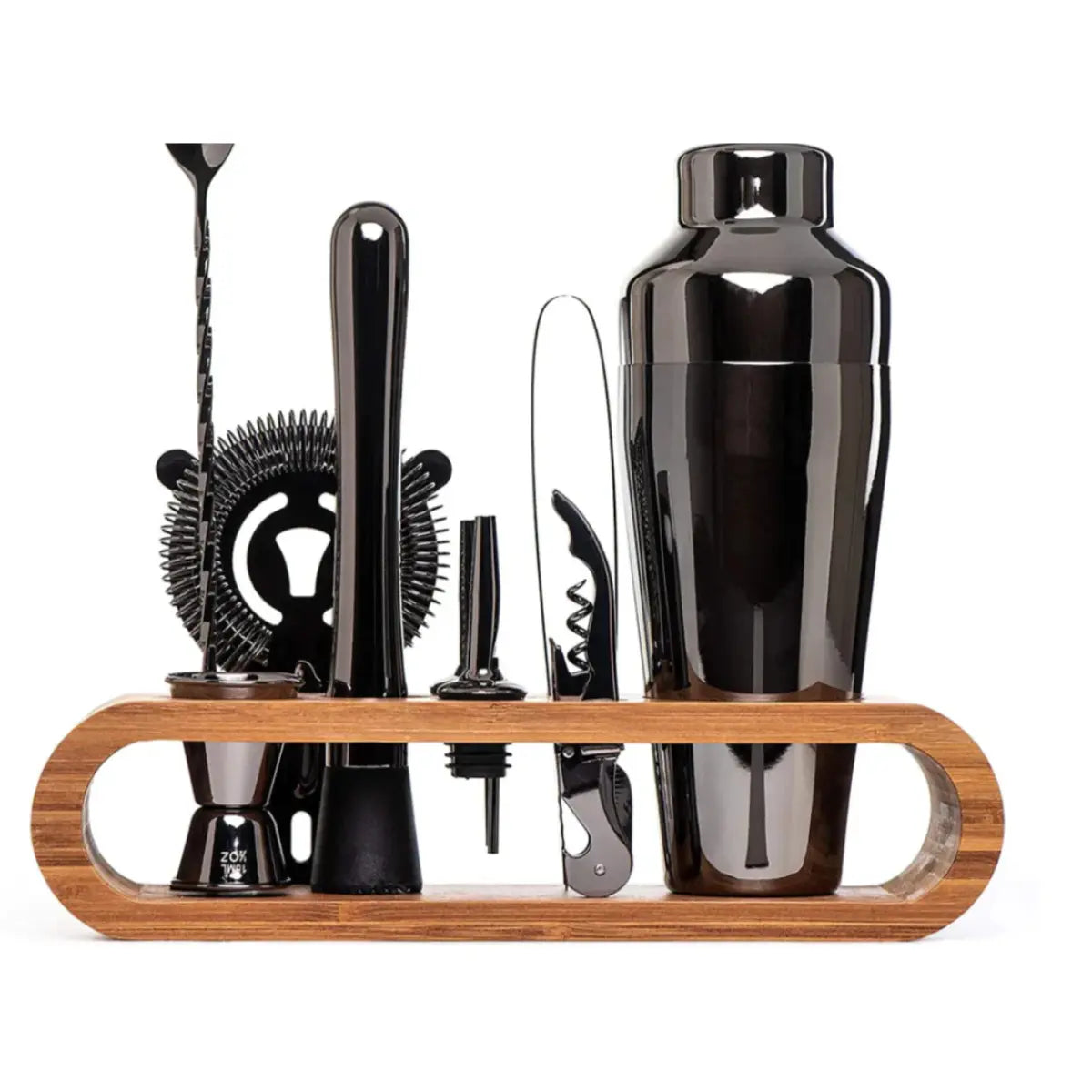 10-Piece Cocktail Set with Bamboo Stand - Bar Tools