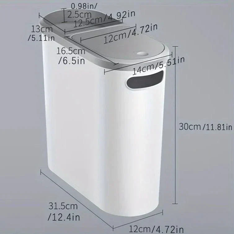 10L Whisper-Quiet Slim Bathroom Waste Bin