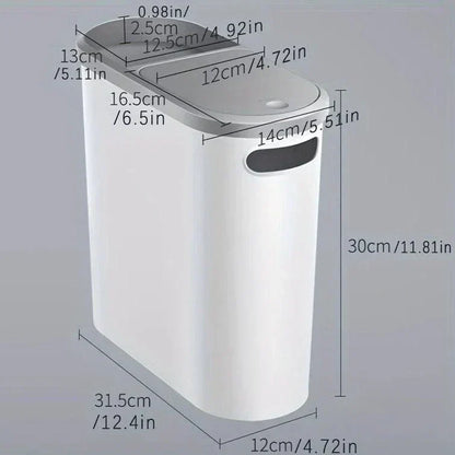 10L Whisper-Quiet Slim Bathroom Waste Bin