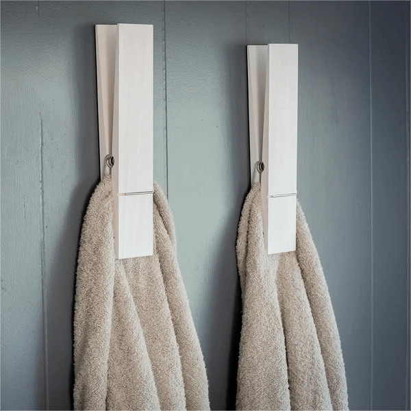 Rustic Clothespin Towel Holder for Bathroom & Laundry