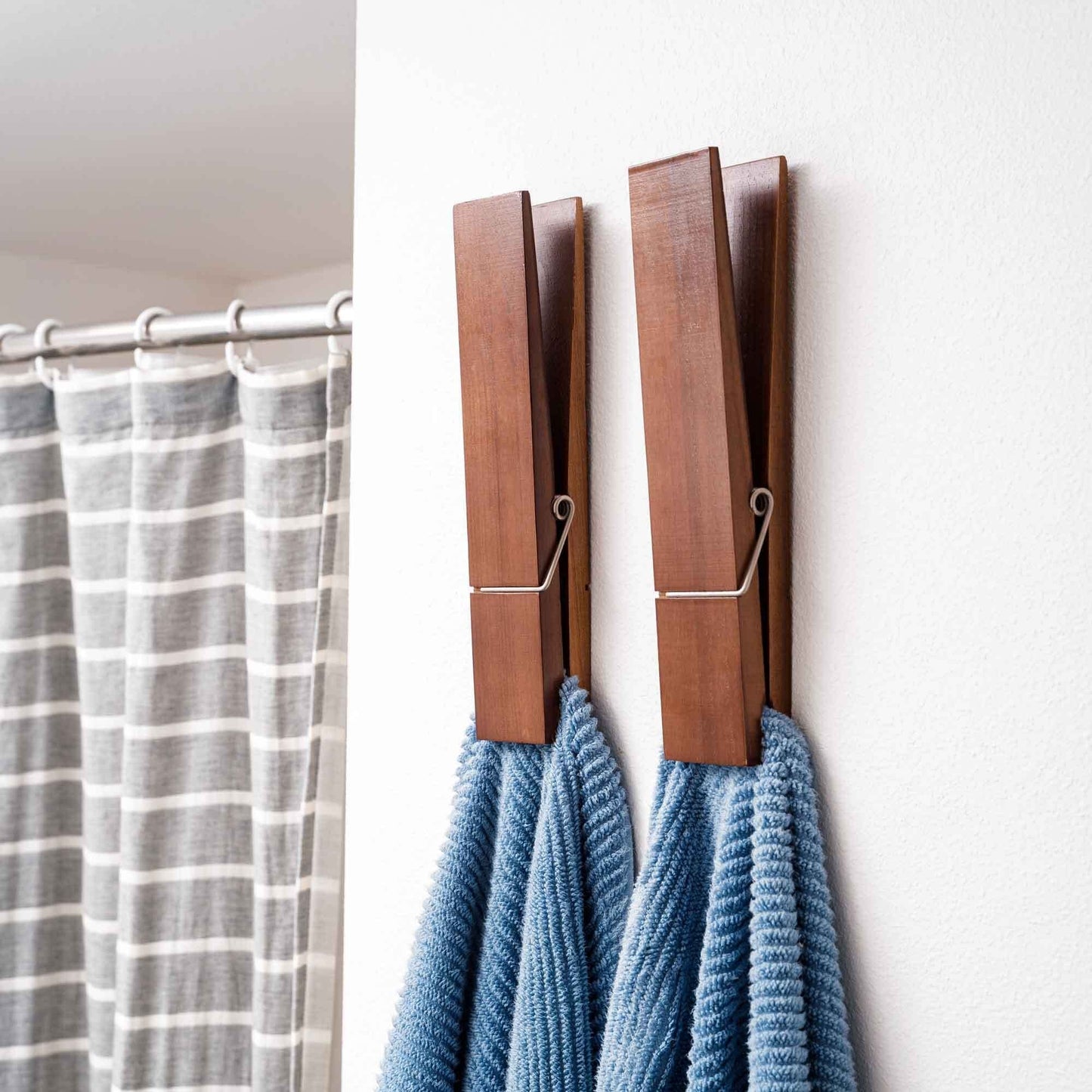 Rustic Clothespin Towel Holder for Bathroom & Laundry