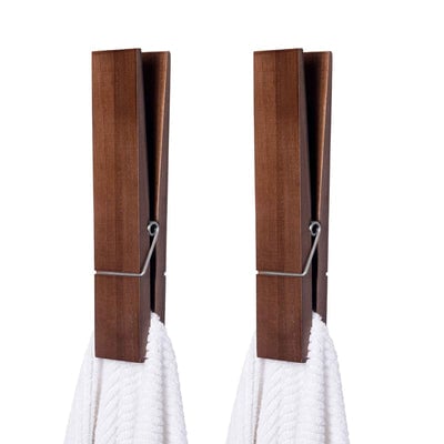Rustic Clothespin Towel Holder for Bathroom & Laundry