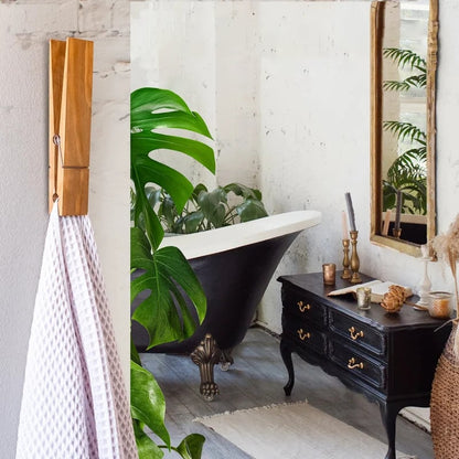Rustic Clothespin Towel Holder for Bathroom & Laundry