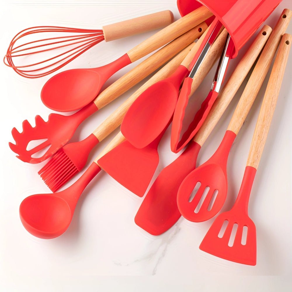 12-Piece Bamboo and Silicone Kitchen Utensil Set