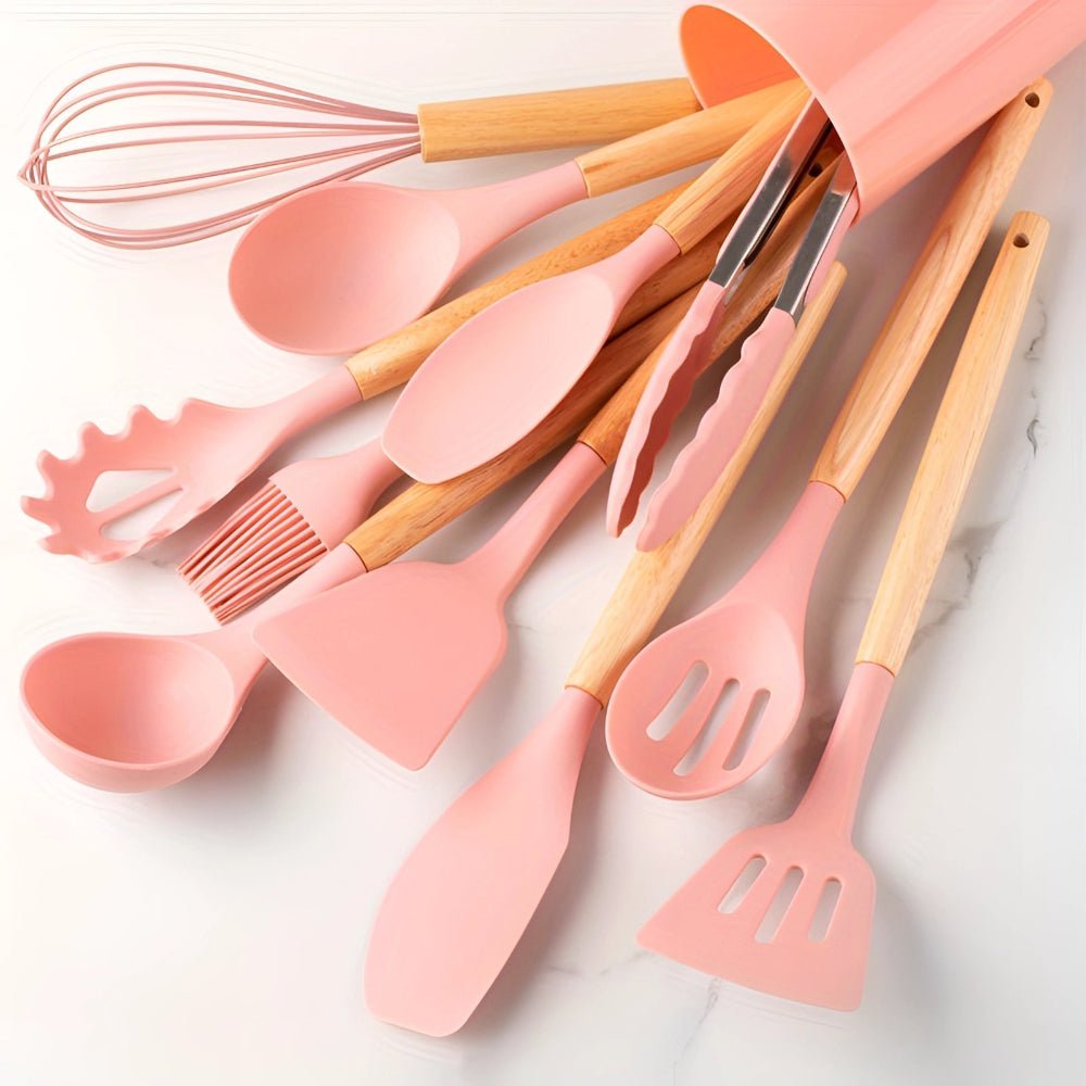 12-Piece Bamboo and Silicone Kitchen Utensil Set