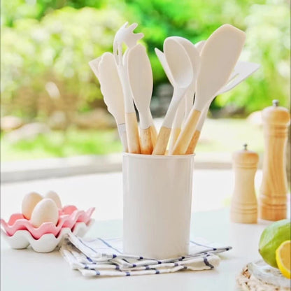 12-Piece Bamboo and Silicone Kitchen Utensil Set