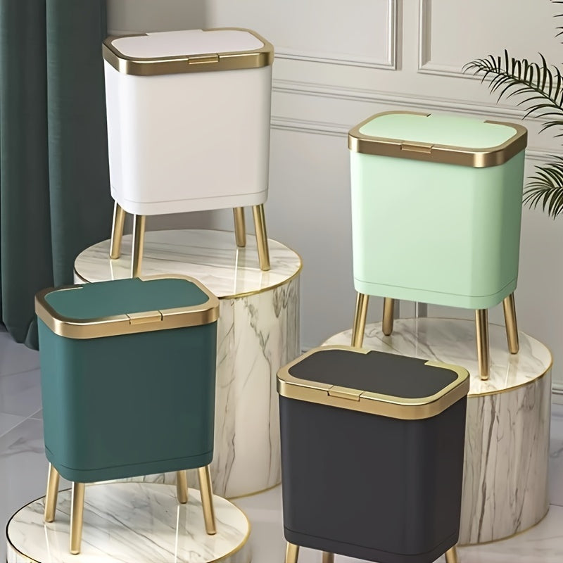 15L Indoor Trash Can with Flip Lid and Raised Base