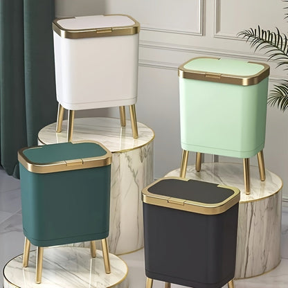 15L Indoor Trash Can with Flip Lid and Raised Base
