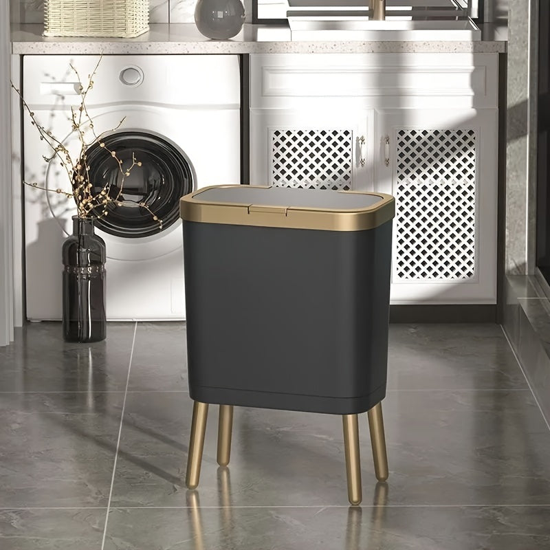 15L Indoor Trash Can with Flip Lid and Raised Base