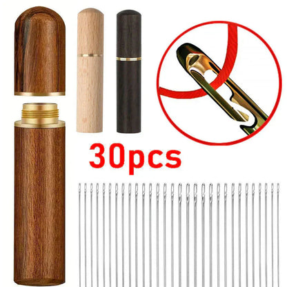 30 Stainless Steel Side-Threading Sewing Needles