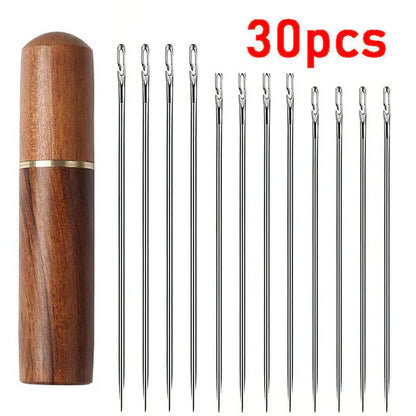 30 Stainless Steel Side-Threading Sewing Needles