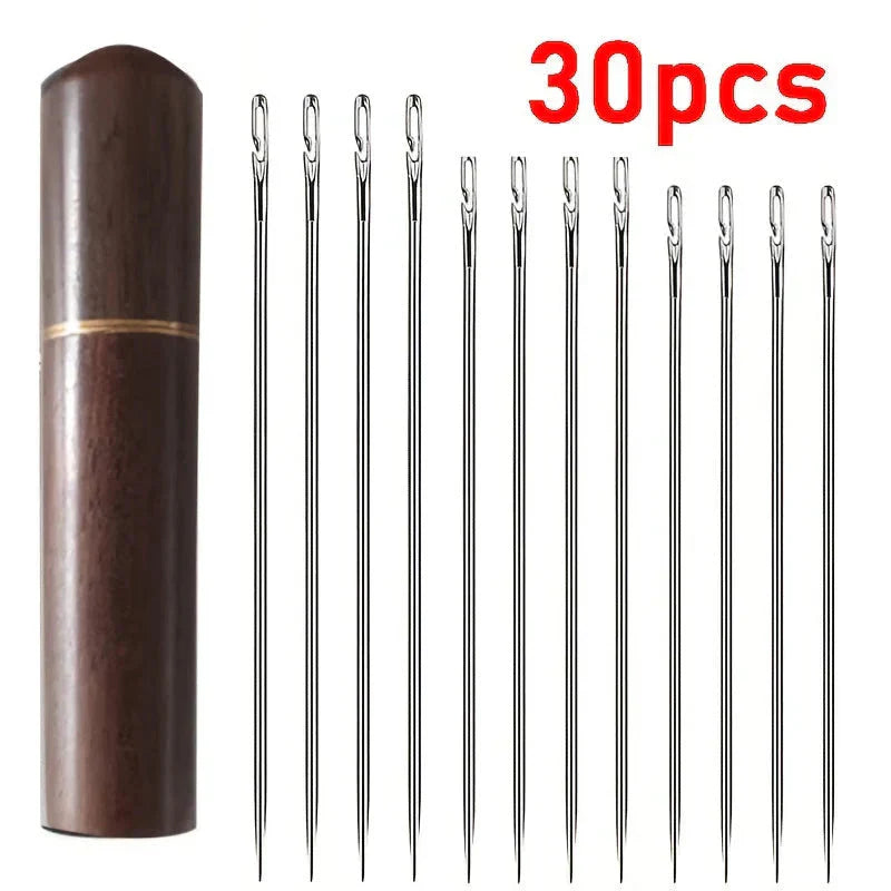 30 Stainless Steel Side-Threading Sewing Needles