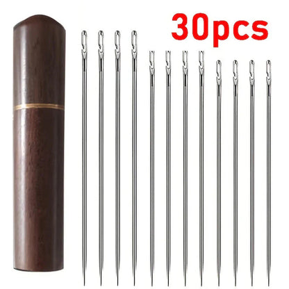 30 Stainless Steel Side-Threading Sewing Needles
