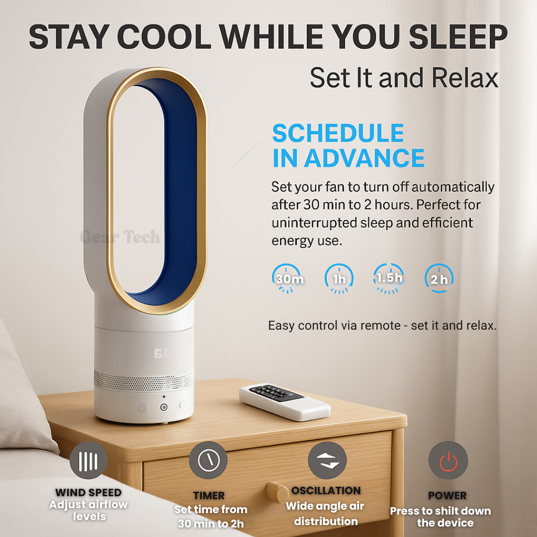 16-Inch Bladeless Cooling Fan with Remote