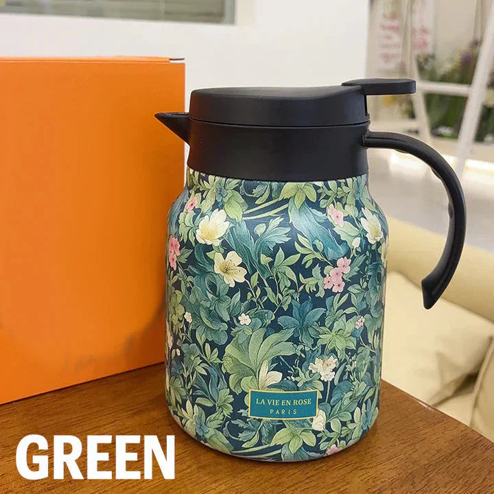 1L Insulated Floral Jug - Stainless Steel Push-Button