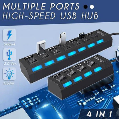 4 or 7-Port USB Hub with Power Switches