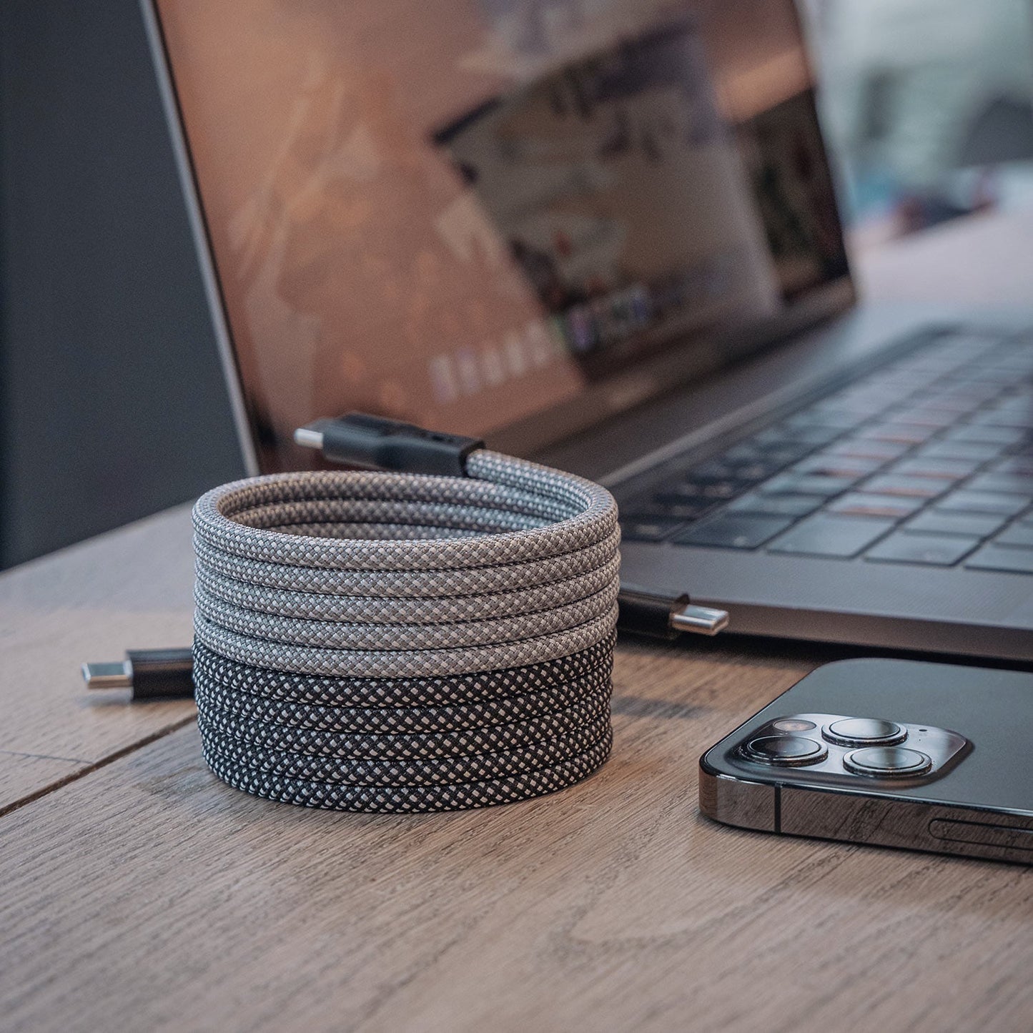 100W Magnetic Spiral Fast Charging Cable