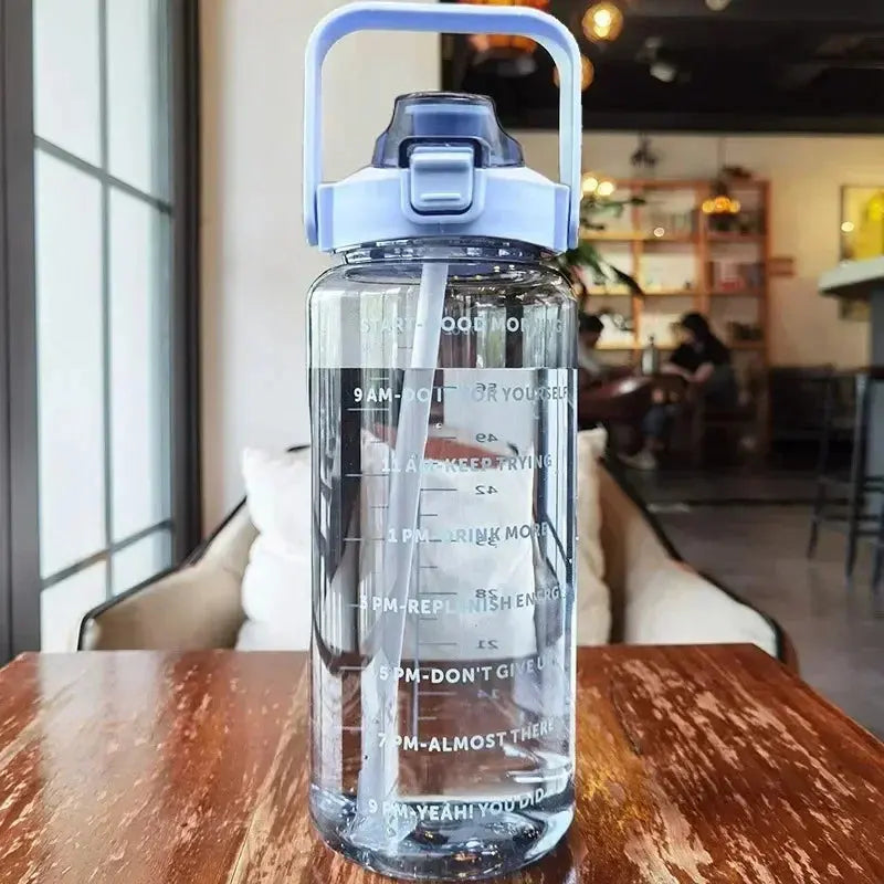 2L Water Bottle with Straw and Time Markers