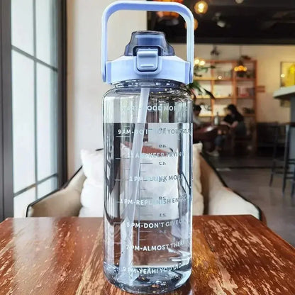 2L Water Bottle with Straw and Time Markers