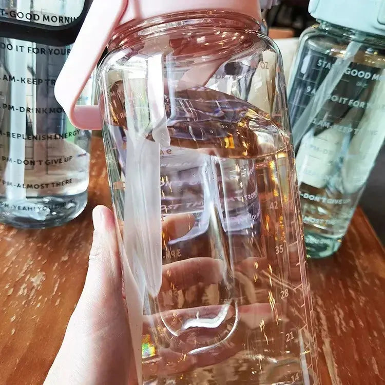 2L Water Bottle with Straw and Time Markers