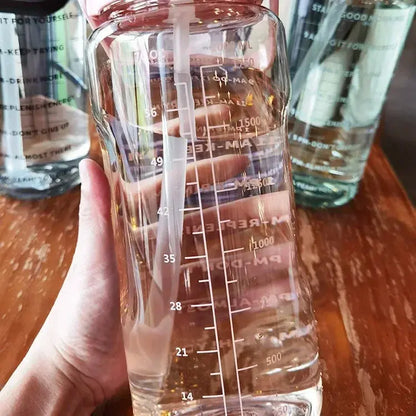 2L Water Bottle with Straw and Time Markers