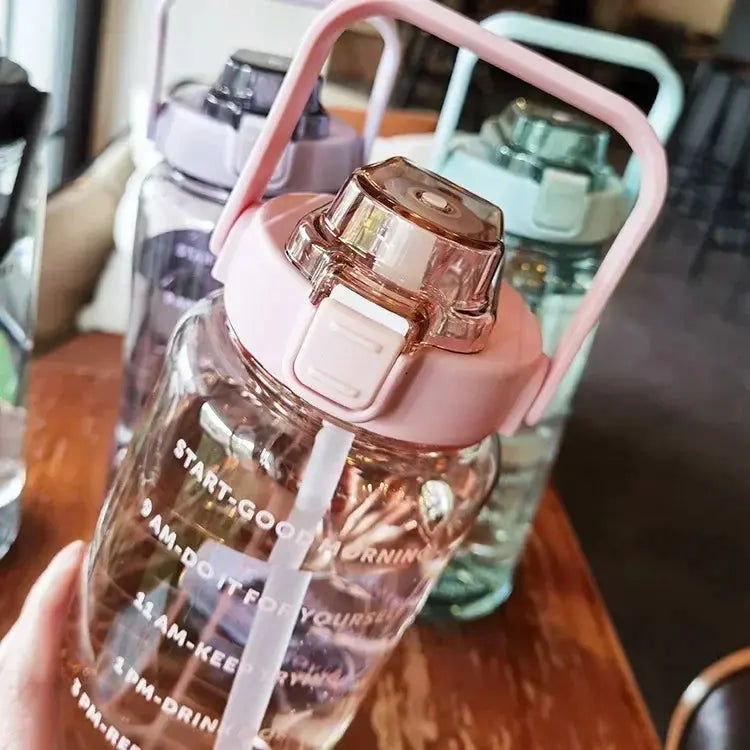 2L Water Bottle with Straw and Time Markers