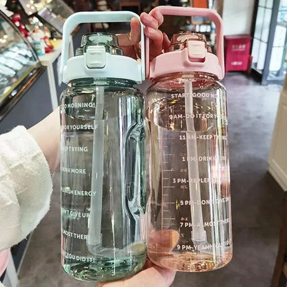 2L Water Bottle with Straw and Time Markers
