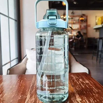 2L Water Bottle with Straw and Time Markers
