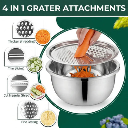3-in-1 Batter Bowl Set with Grater & Strainer Lid