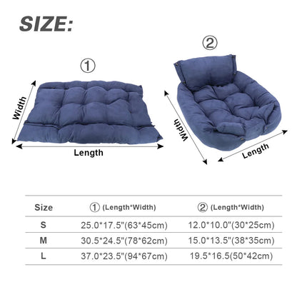 3-in-1 Pet Bed - Lounger, Mat, and Snuggle Cave