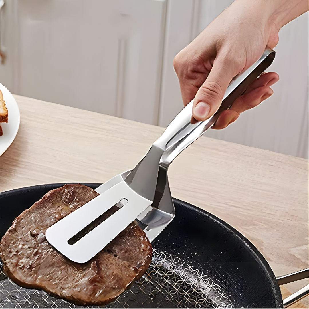 2-in-1 Stainless Steel Turner Tongs