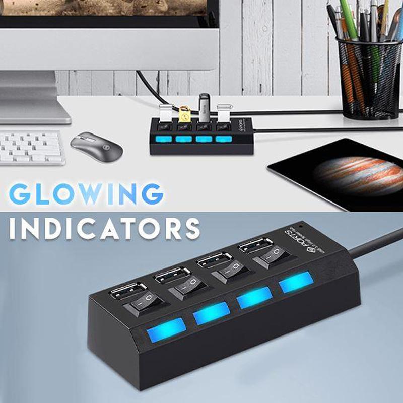 4 or 7-Port USB Hub with Power Switches