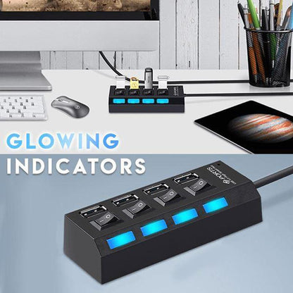 4 or 7-Port USB Hub with Power Switches
