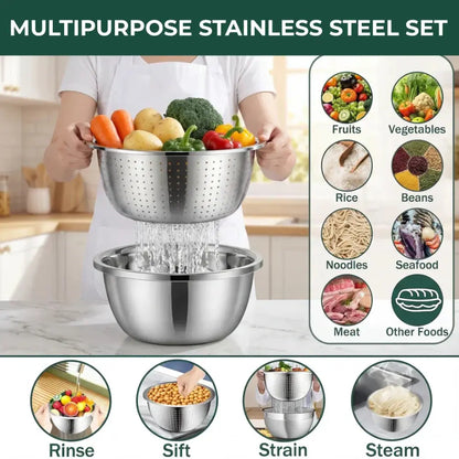 3-Piece Mixing Bowl Set with Strainer and Grater