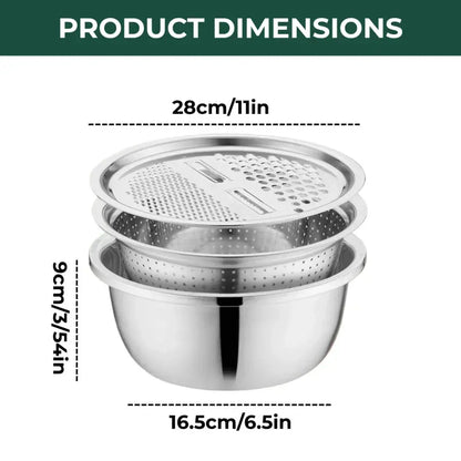 3-Piece Mixing Bowl Set with Strainer and Grater