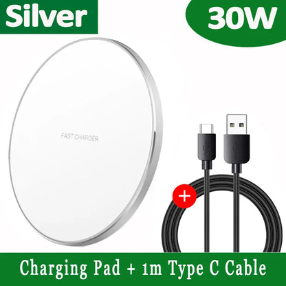 30W Fast Wireless Charger with USB Type-C