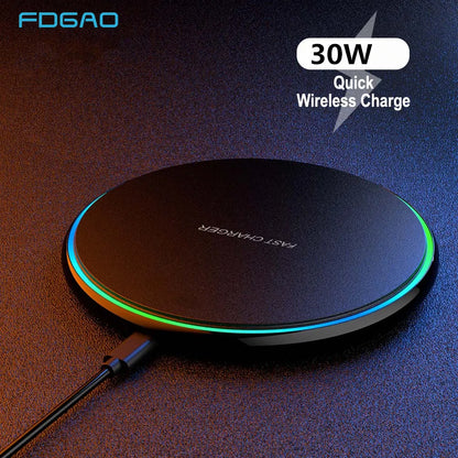 30W Fast Wireless Charger with USB Type-C