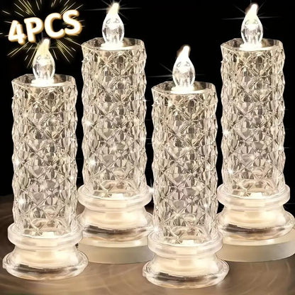 LED Crystal Candle Holders - Flameless Color-Changing